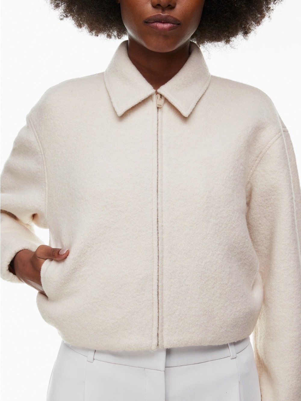 Babaton Cream Teddy Zip Jacket - Picture 2 of 5